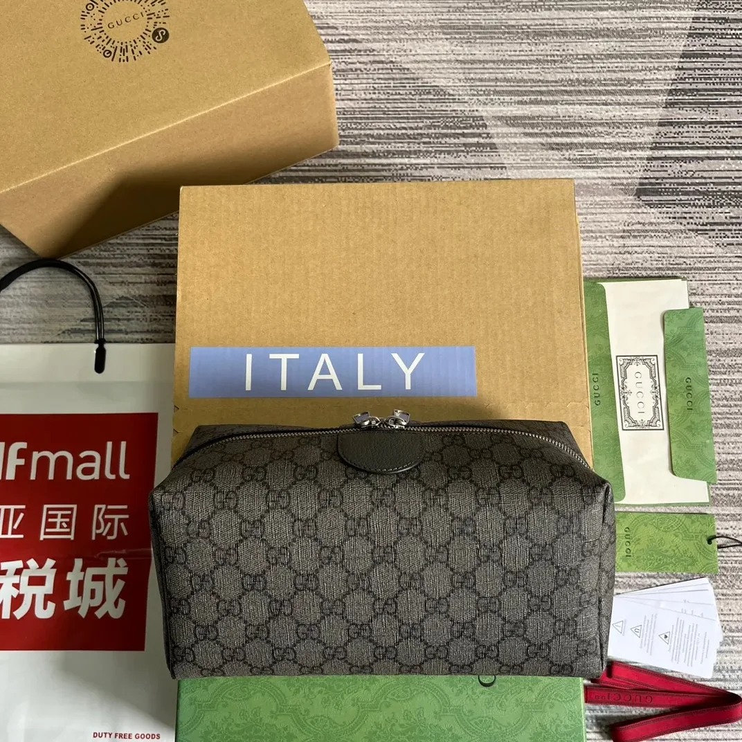 Gucci Ophidia GG Toiletry Case Supreme Canvas Grey /