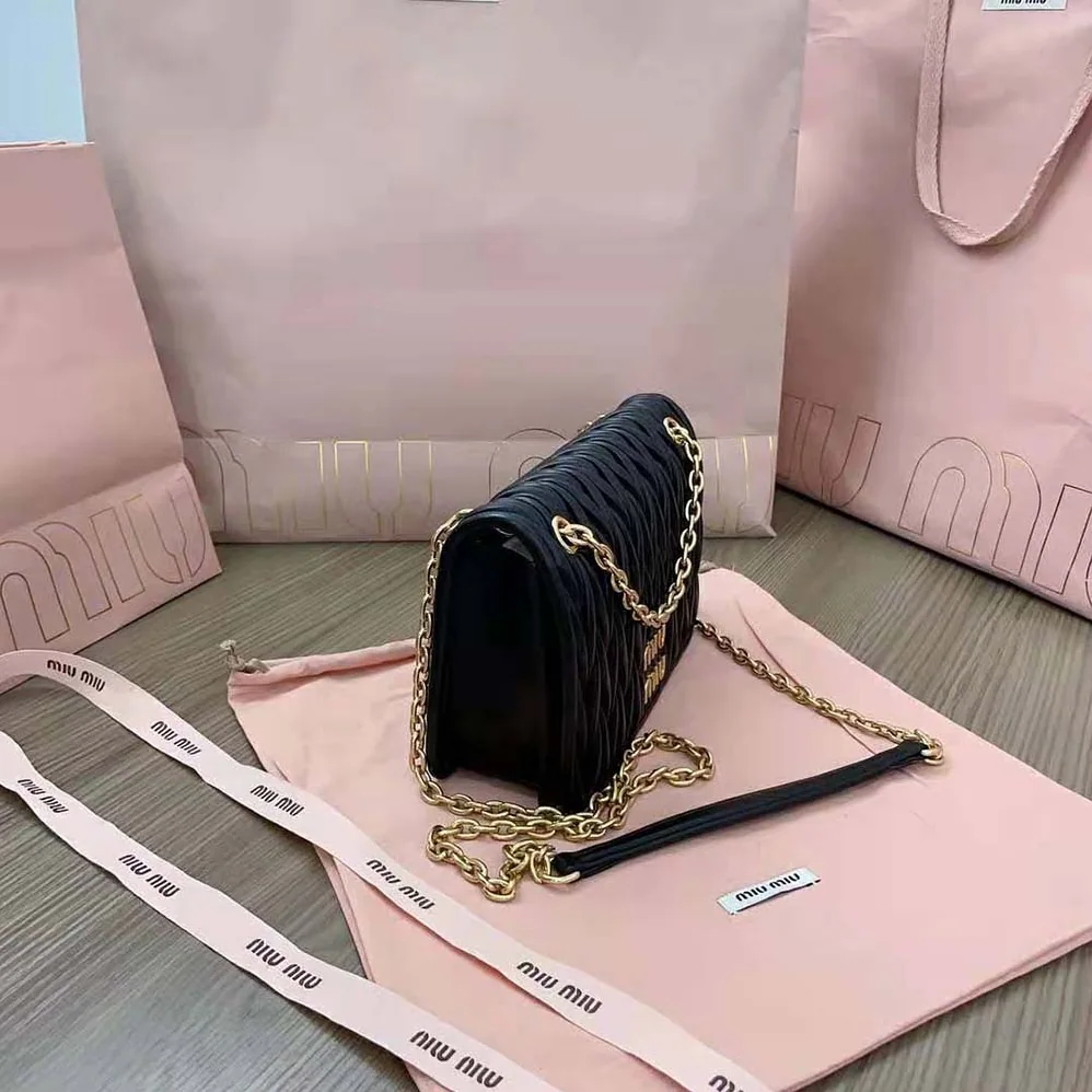Miu Miu Matelassé Nappa Leather Mini-bag for Women in Black Miu Miu Matelassé Nappa Leather Mini-bag for Women in Black