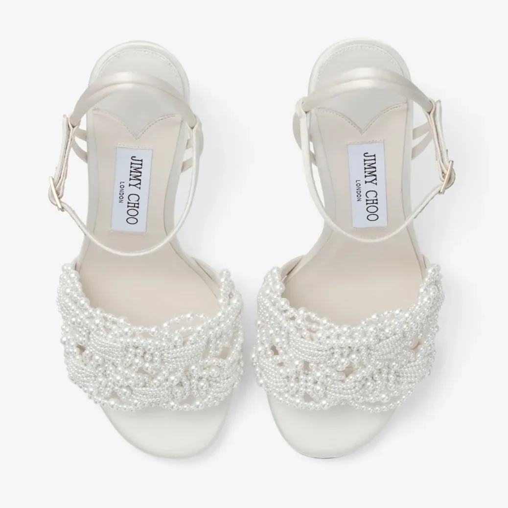 Jimmy Choo Cary 85 Block Heel Sandal Ivory/White CARY85OBD Jimmy Choo Cary 85 Block Heel Sandal Ivory/White CARY85OBD