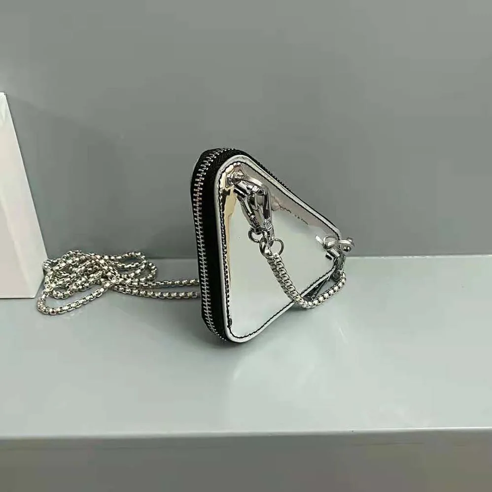 Prada Brushed Leather Mini-Pouch for Women in Silver