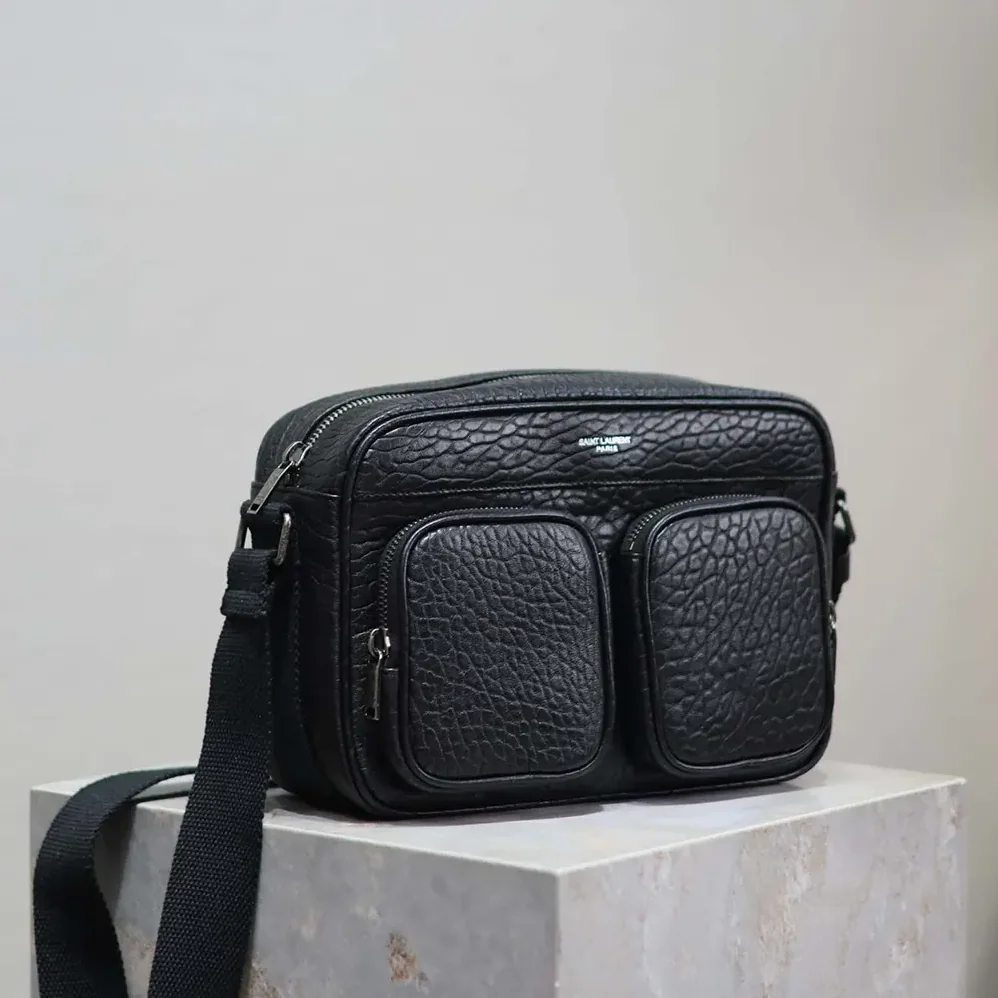 Saint Laurent YSL City Saint Laurent Camera Bag in Grained Leather for Unisex in Black