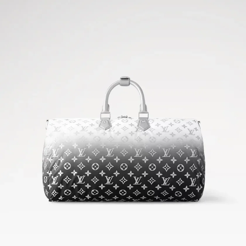 Louis Vuitton Keepall Bandouliere 45 Travel Bag in Frost Gradient Silver Hardware Louis Vuitton Keepall Bandouliere 45 Travel Bag in Frost Gradient Silver Hardware