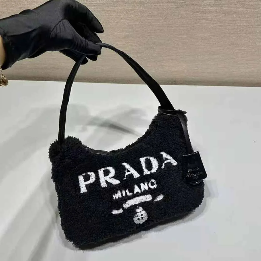 Prada Re-Edition 2000 Terry Mini-Bag for Women in Black Prada Re-Edition 2000 Terry Mini-Bag for Women in Black