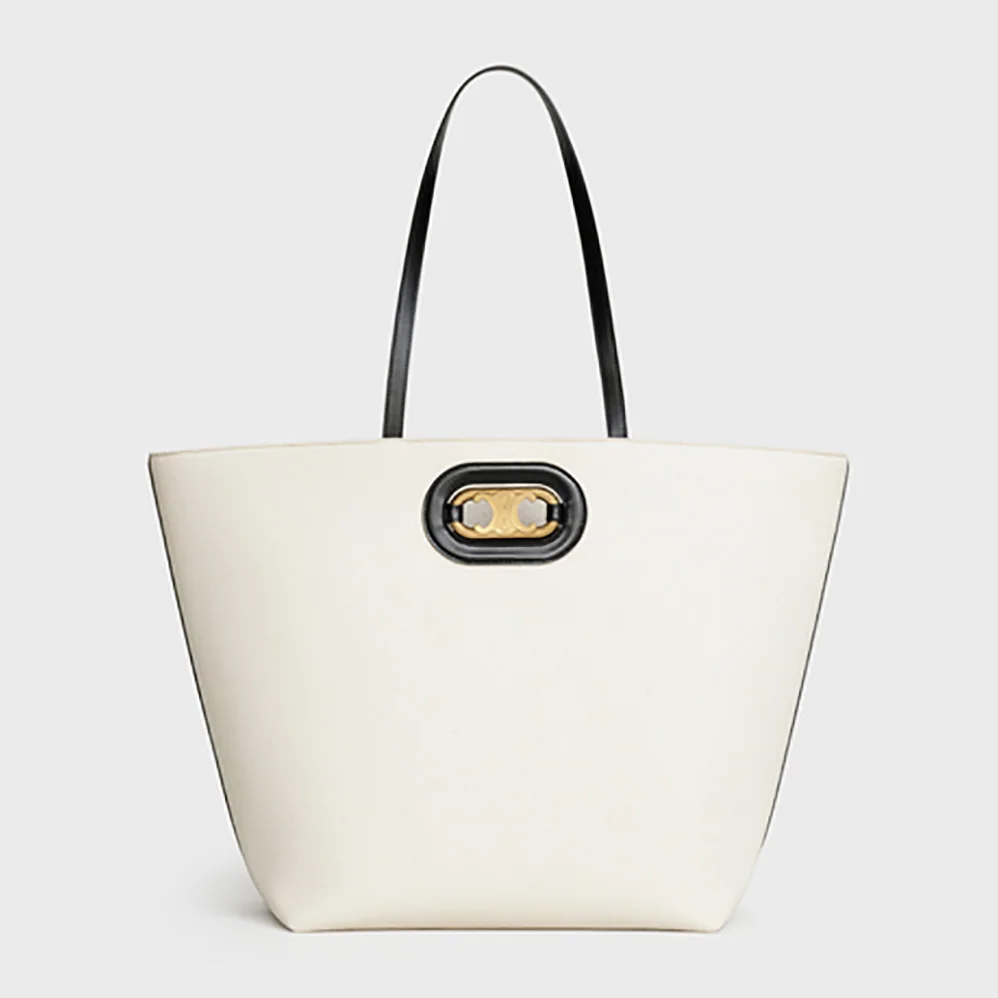 Celine Cabas Maillon Triomphe in Textile and Calfskin for Women Celine Cabas Maillon Triomphe in Textile and Calfskin for Women
