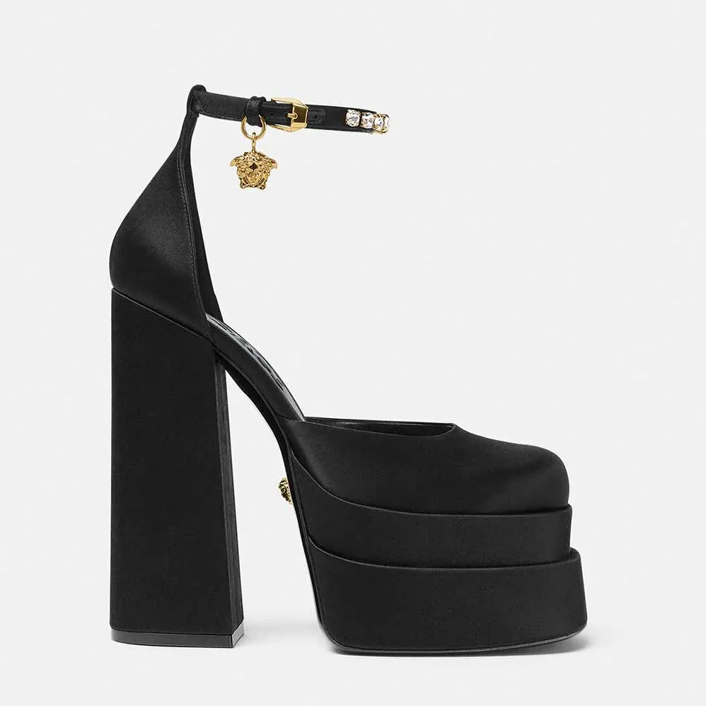 Versace Medusa Aevitas Platform Pumps for Women in Black Versace Medusa Aevitas Platform Pumps for Women in Black