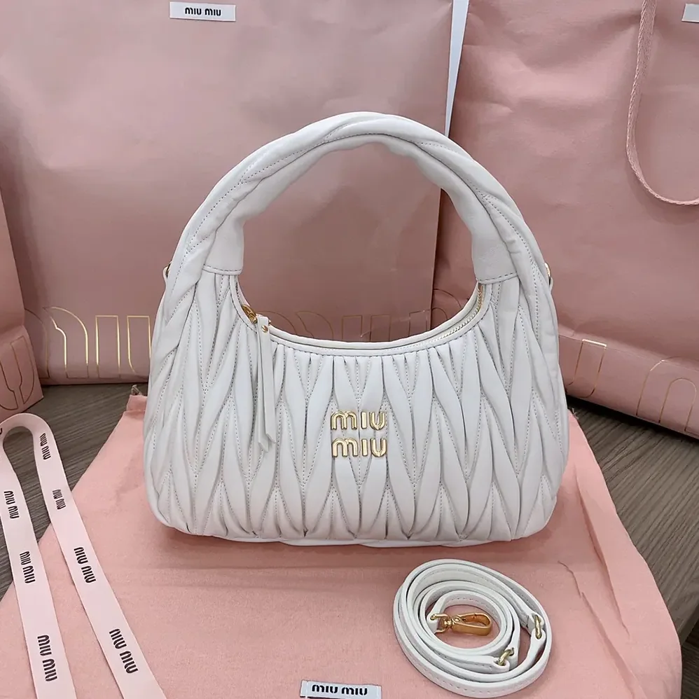 Miu Miu Wander Matelassé Nappa Leather Hobo Bag for Women