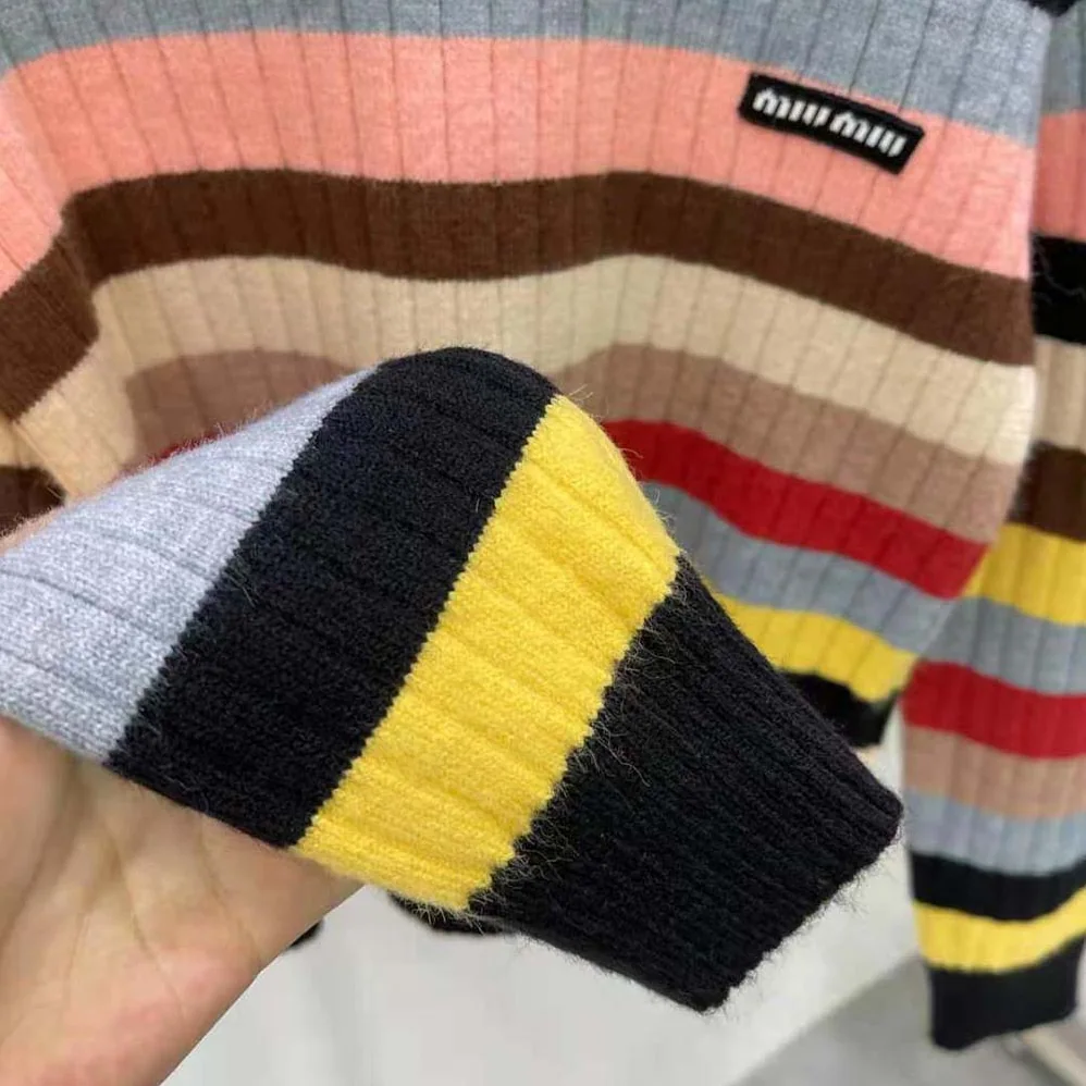Miu Miu Cashmere Sweater with Logo Patch for Women