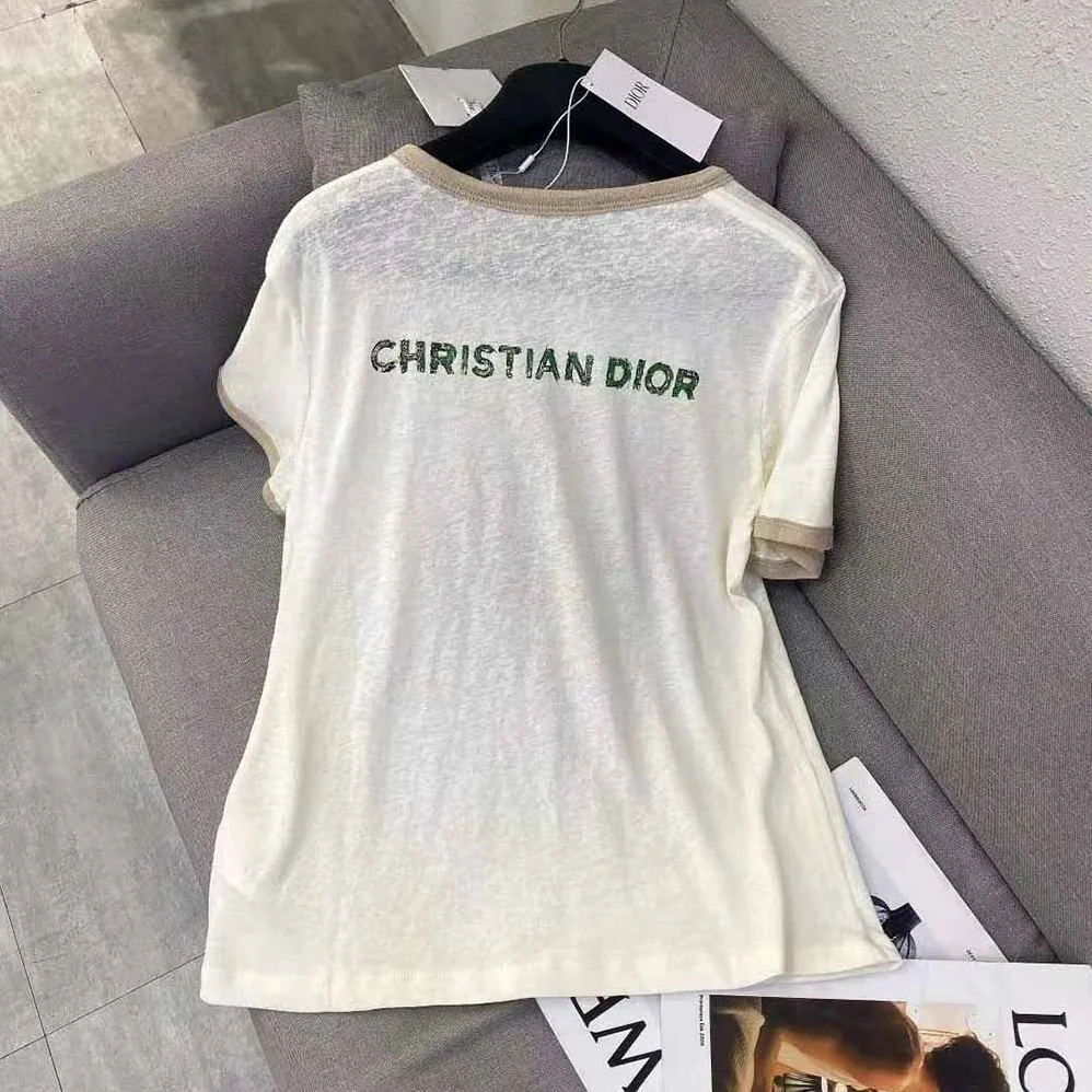 Dior T-Shirt Ecru Princess and Dragon Cotton Jersey and Linen for Women Dior T-Shirt Ecru Princess and Dragon Cotton Jersey and Linen for Women
