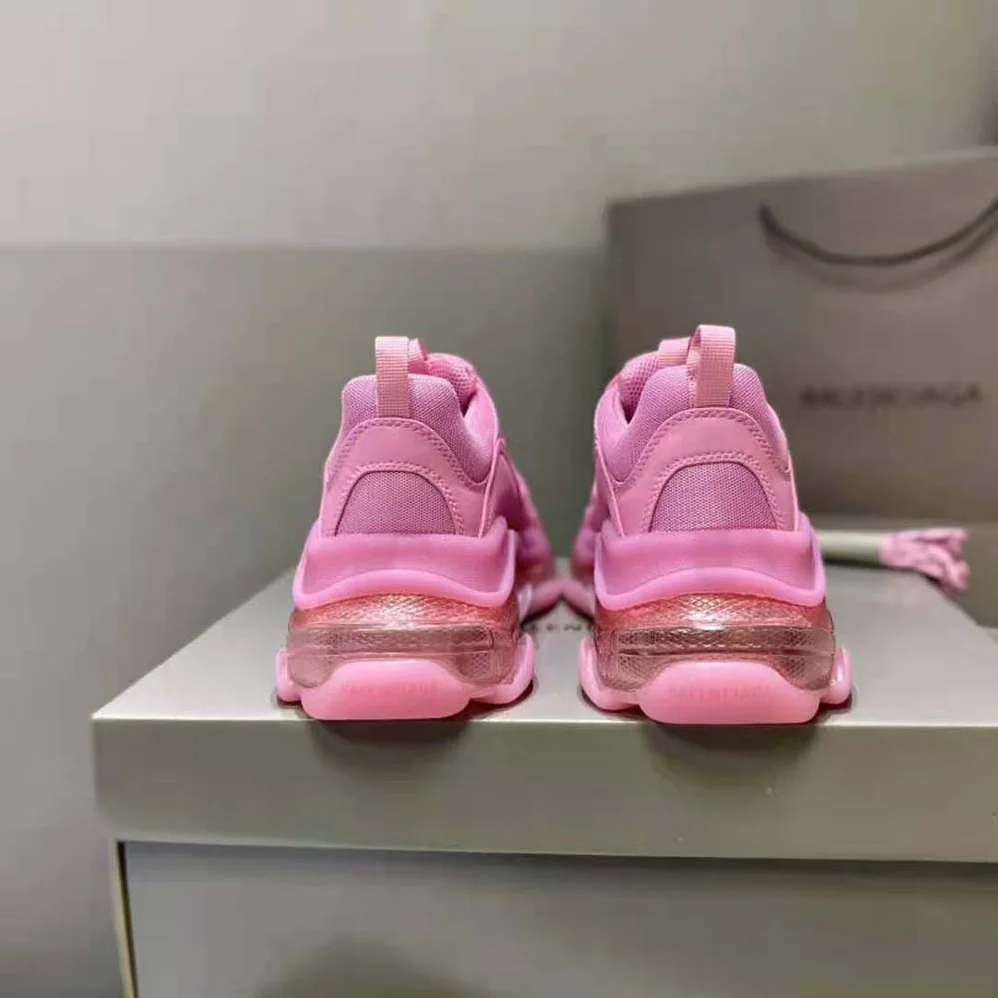 Balenciaga Triple S Clear Sole Sneaker in Light Pink Double Foam and Mesh for Women