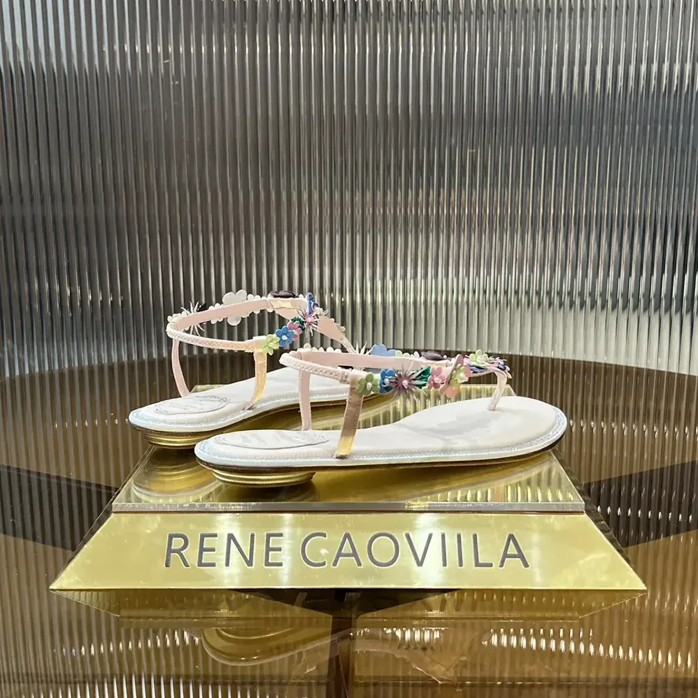 Rene Caovilla Eden Nude Thong Sandal 10 for Women Rene Caovilla Eden Nude Thong Sandal 10 for Women