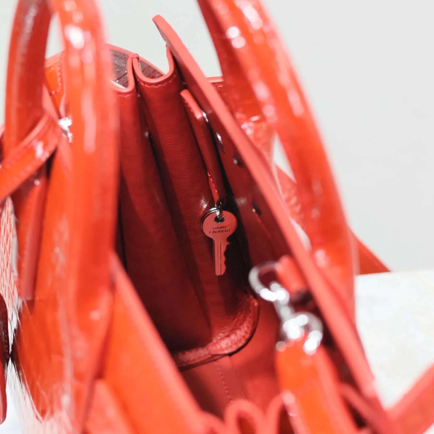 Saint Laurent YSL Sac De Jour in Crocodile Embossed Leather Nano for Women in Red Saint Laurent YSL Sac De Jour in Crocodile Embossed Leather Nano for Women in Red