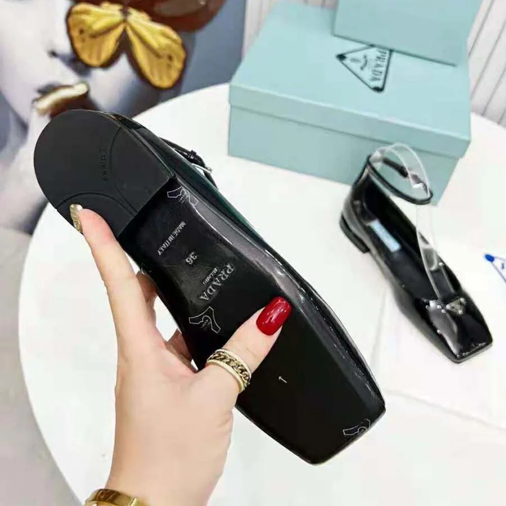 Prada Patent Leather Ballerinas for Women in Black