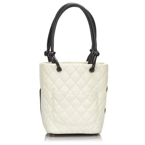 Chanel Cambon Ligne Small Bucket Bag in White Silver Hardware