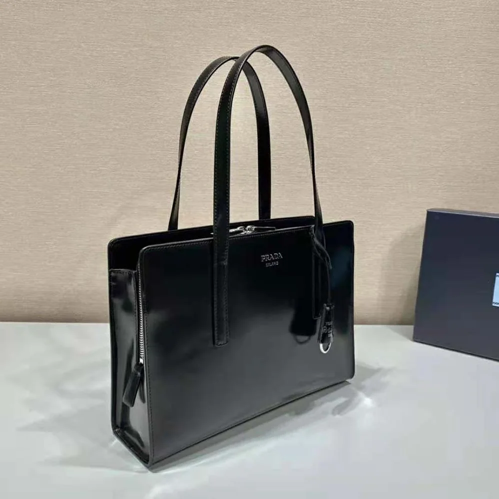 Prada Re-Edition 1995 Brushed-Leather Medium Handbag for Women in Black