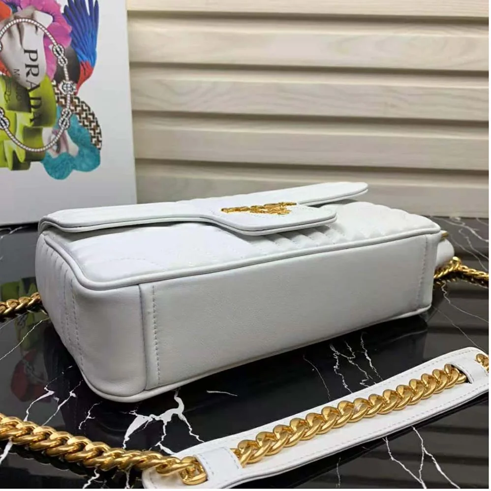 Prada Medium Leather Prada Diagramme Bag for Women in White