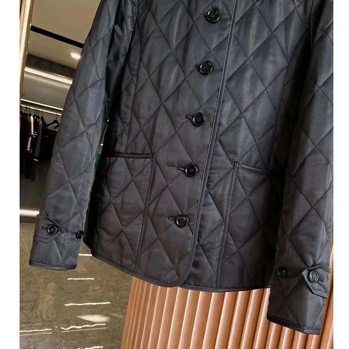 Burberry BBR Black Diamond Quilted Thermoregulated Jacket for Women