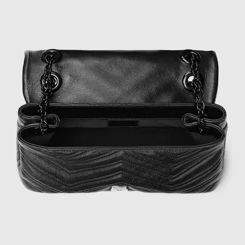 Gucci Marmont Small Shoulder Bag in Black Matelasse Black Hardware