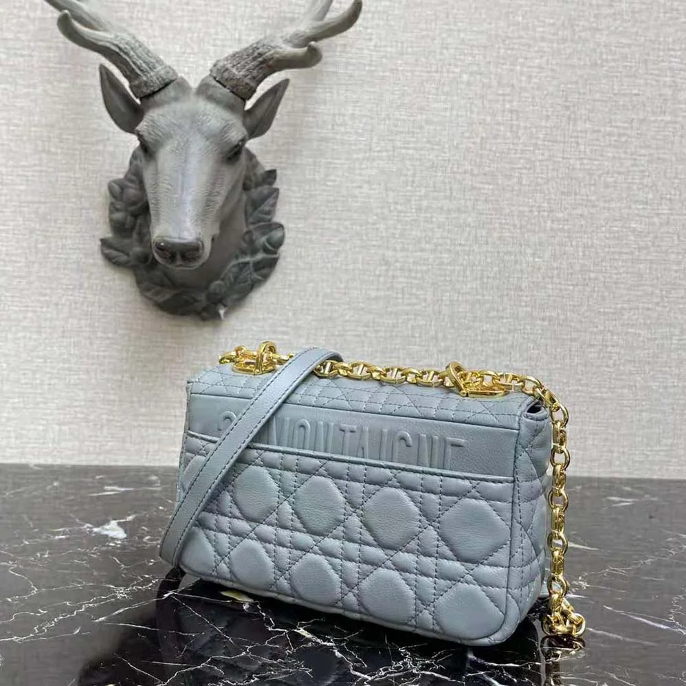 Dior Small Dior Caro Bag Cloud Blue Supple Cannage Calfskin for Women