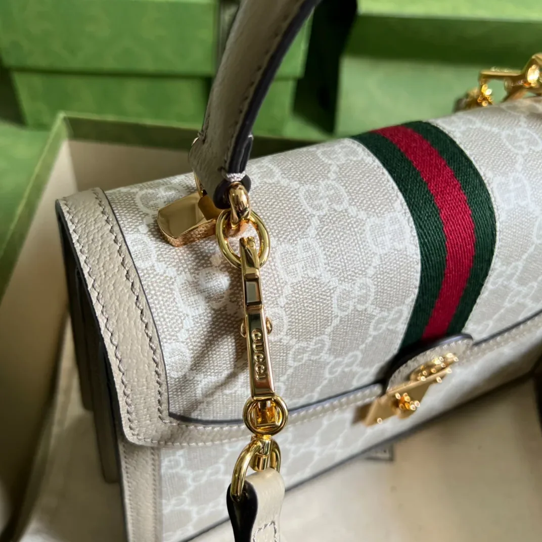Gucci Ophidia Small GG Top Handle Bag Beige