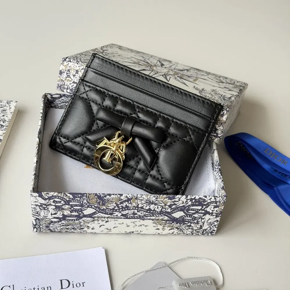 Dior Lady Dior Freesia Card Holder Black Cannage Lambskin for Women Dior Lady Dior Freesia Card Holder Black Cannage Lambskin for Women