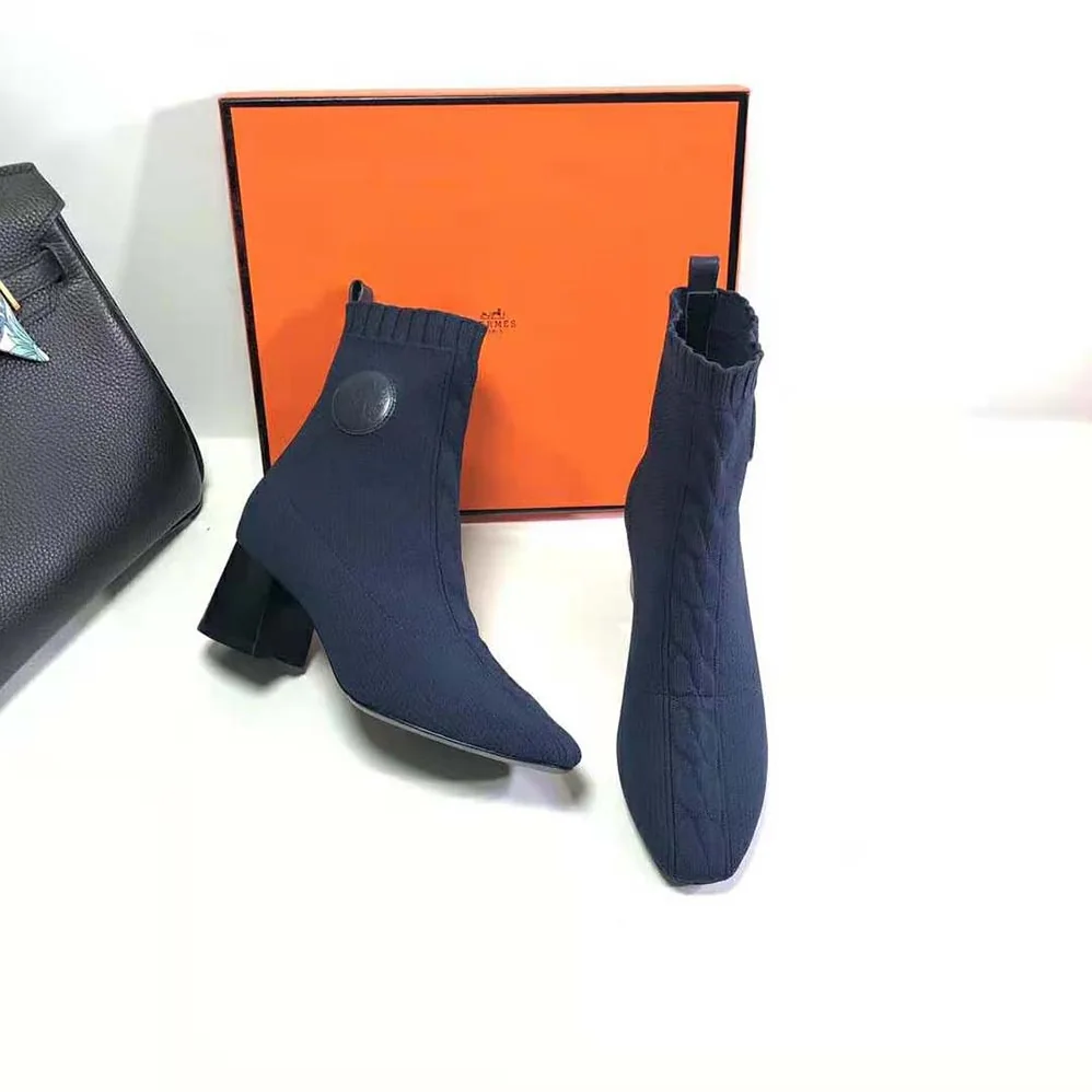Hermes Volver 60 Ankle Boot in 7cm Heel Height for Women in Navy
