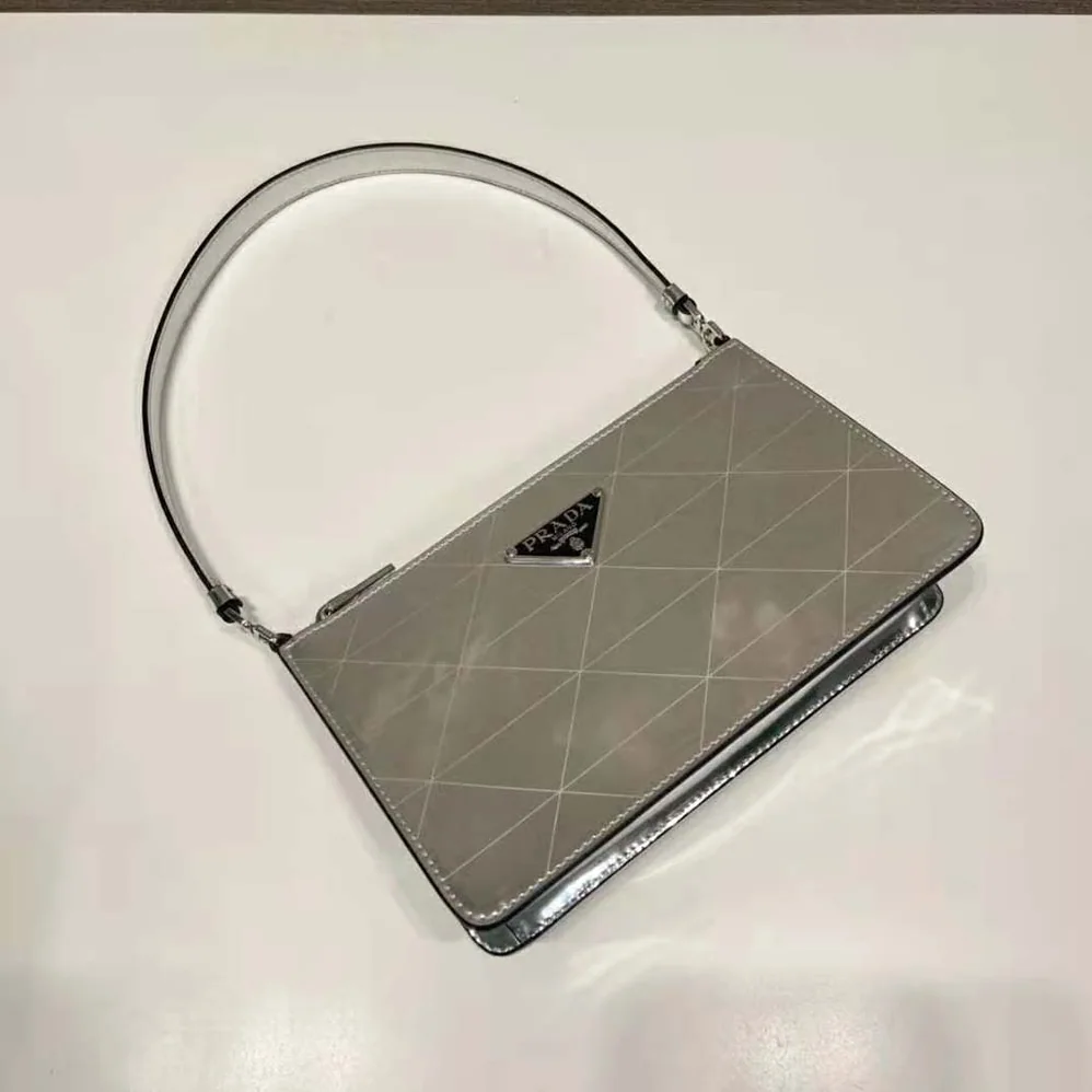 Prada Metallic Leather Mini-Bag for Women in Silver Prada Metallic Leather Mini-Bag for Women in Silver