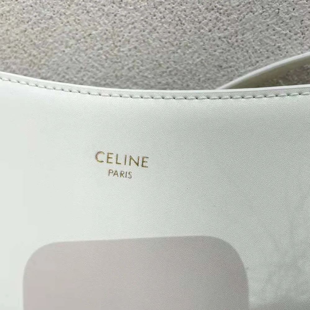 Celine Medium Celine Croque Bag in Shiny Calfskin for Women in White