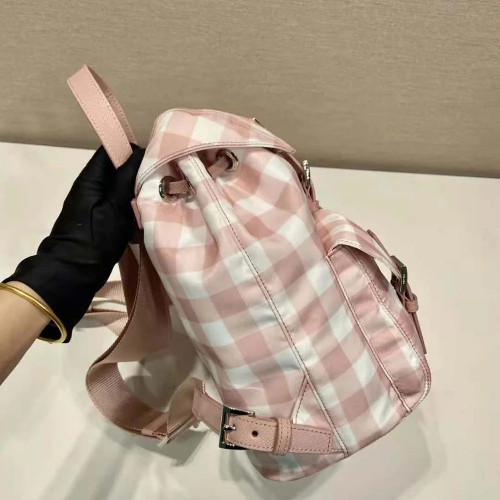 Prada Small Printed Re-Nylon Backpack for Women in Pink