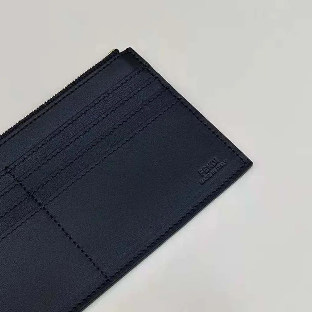 Fendi Fendigraphy Phone Pouch Black Leather Wallet for Women