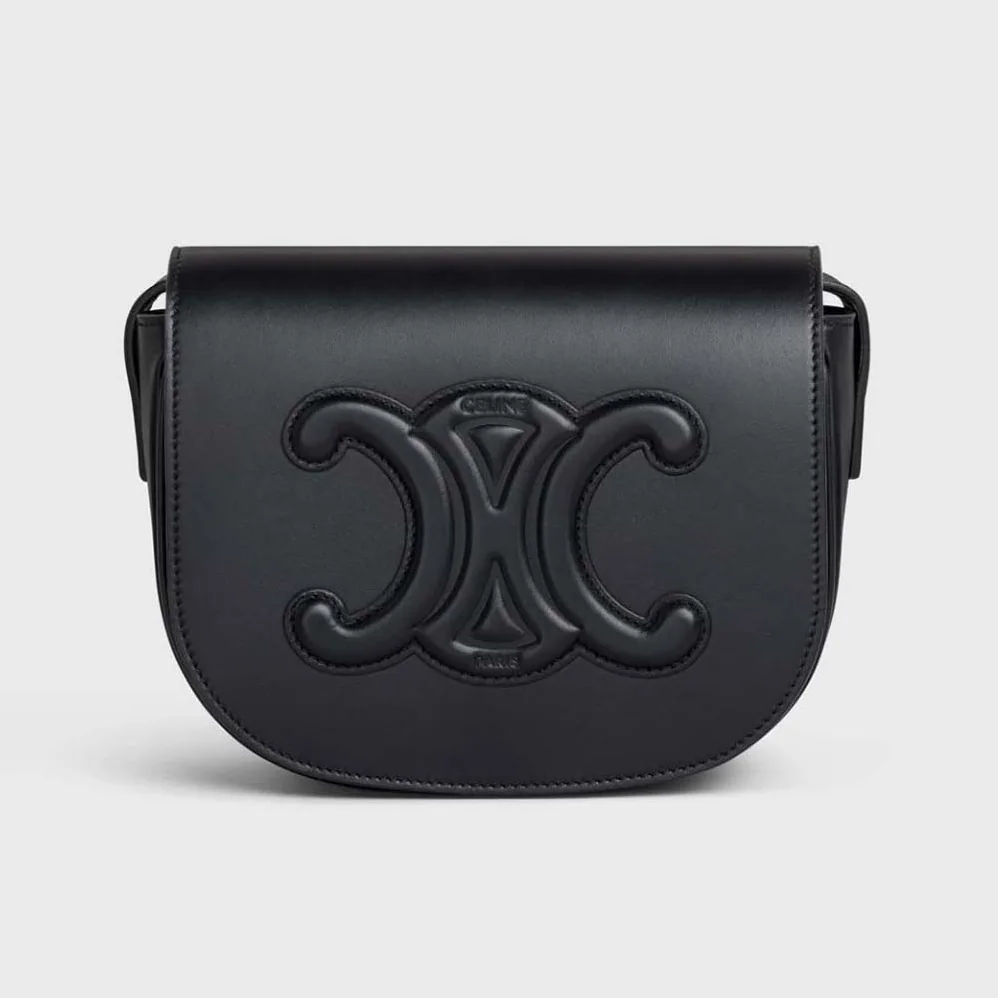 Celine Folco Cuir Triomphe in Smooth Calfskin for Women in Black Celine Folco Cuir Triomphe in Smooth Calfskin for Women in Black