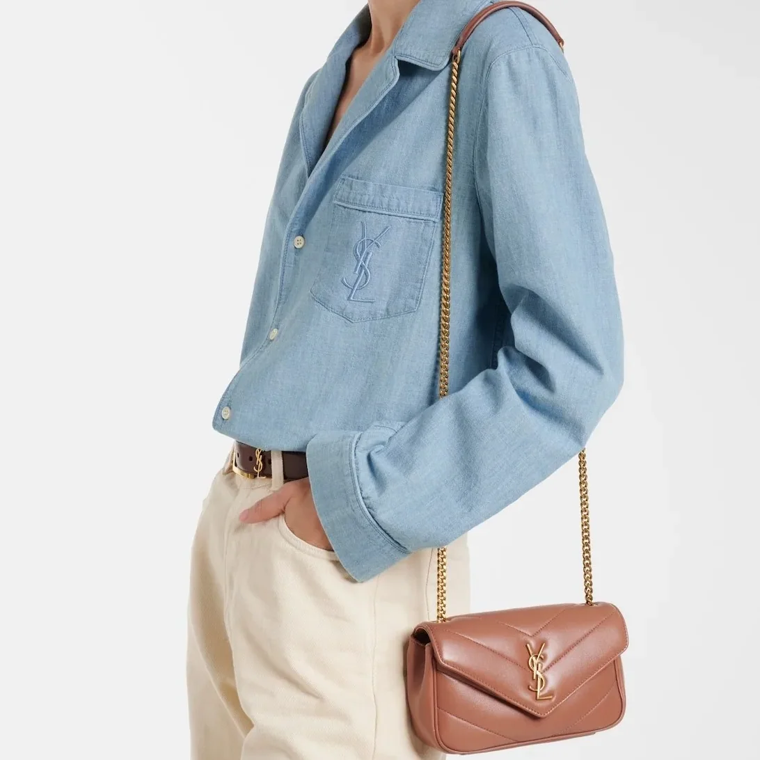 Saint Laurent Loulou Mini Shoulder Bag in Hortensia Gold Hardware Saint Laurent Loulou Mini Shoulder Bag in Hortensia Gold Hardware