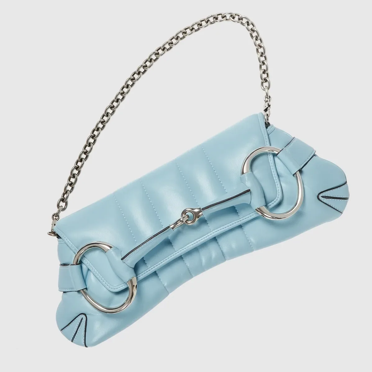 Gucci Horsebit Chain Medium Shoulder Bag Light Blue 15 Inches/ Gucci Horsebit Chain Medium Shoulder Bag Light Blue 15 Inches/