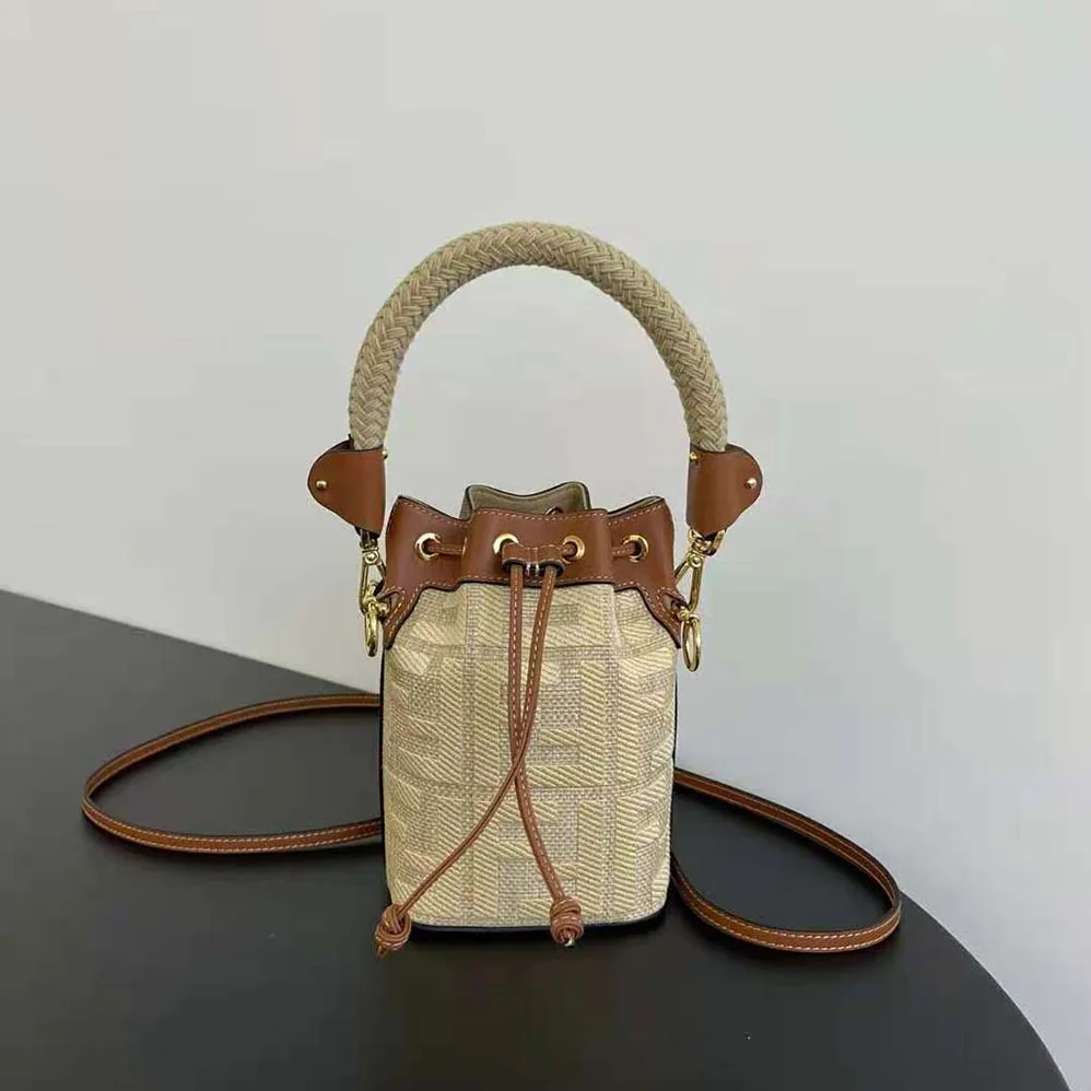 Fendi Mon Tresor Natural Straw Mini for Women in bag with FF Embroidery Fendi Mon Tresor Natural Straw Mini for Women in bag with FF Embroidery