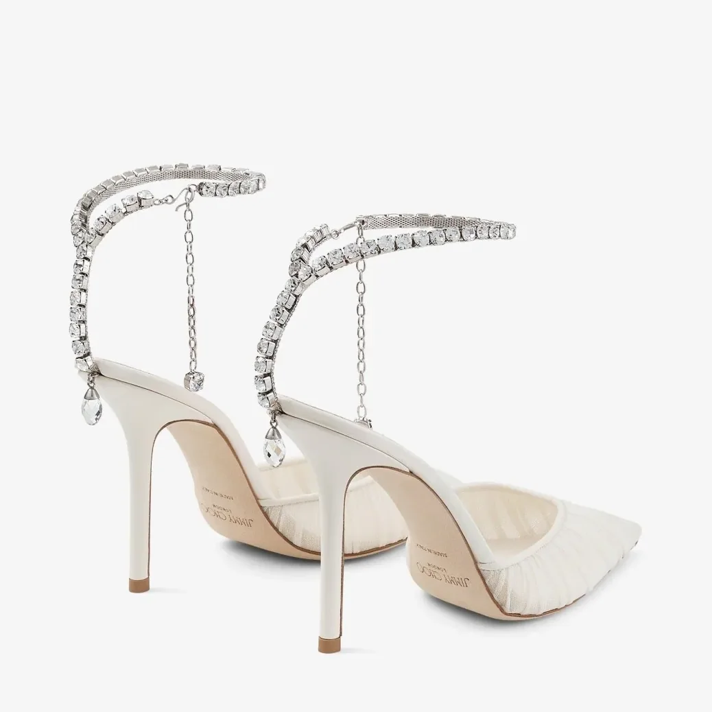 Jimmy Choo Saeda 100 Ivory/Crystal SAEDA100JGQ