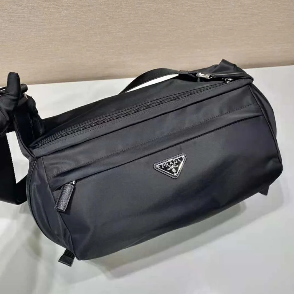 Prada Re-Nylon and Saffiano Leather Shoulder Bag for Unisex in Black