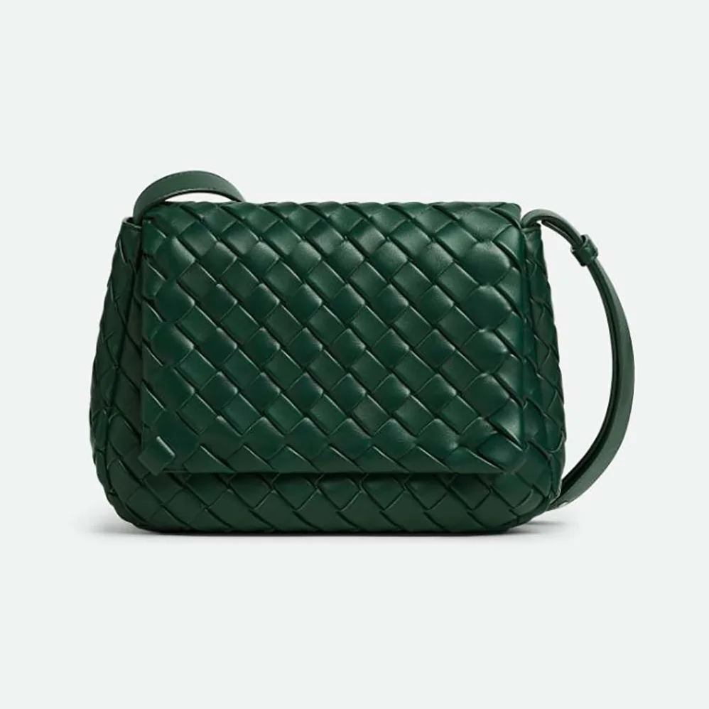 Bottega Veneta Small Cobble Messenger in Calfskin Leather for Unisex in Dark Green