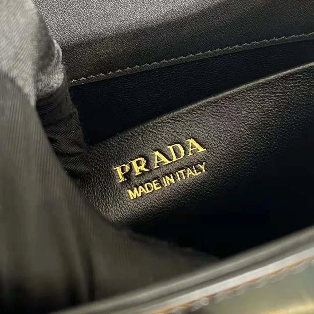 Prada Medium Brushed Leather Handbag for Women in Black Prada Medium Brushed Leather Handbag for Women in Black