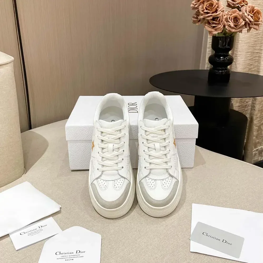 Dior Dior Star Platform Sneaker White Calfskin and Suede for Women Dior Dior Star Platform Sneaker White Calfskin and Suede for Women
