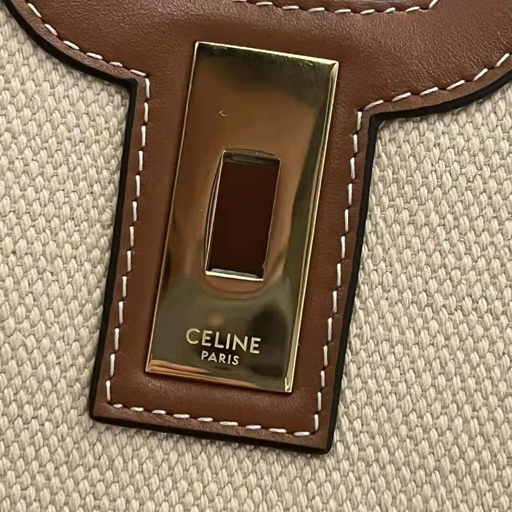 Celine Cabas 16 in Textile and Calfskin for Women in Beige Celine Cabas 16 in Textile and Calfskin for Women in Beige
