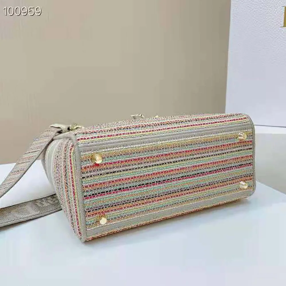 Dior Medium Lady D-lite Bag Multicolor Stripes Embroidery for Women Dior Medium Lady D-lite Bag Multicolor Stripes Embroidery for Women