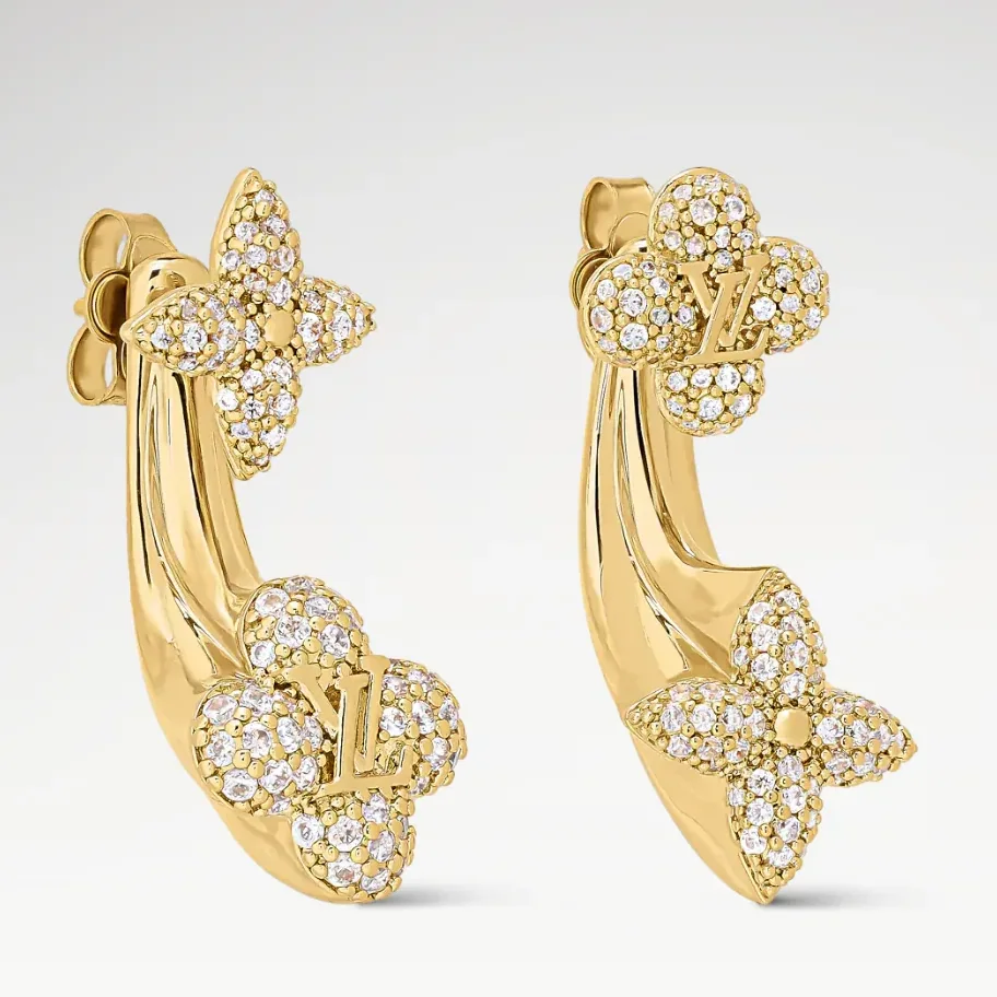 Louis Vuitton LV Flower Comet Earrings Gold Hardware