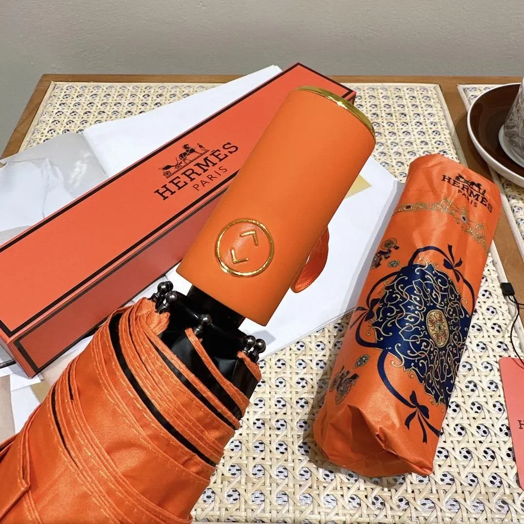 Hermes Automatic Folding Umbrella Orange Hermes Automatic Folding Umbrella Orange