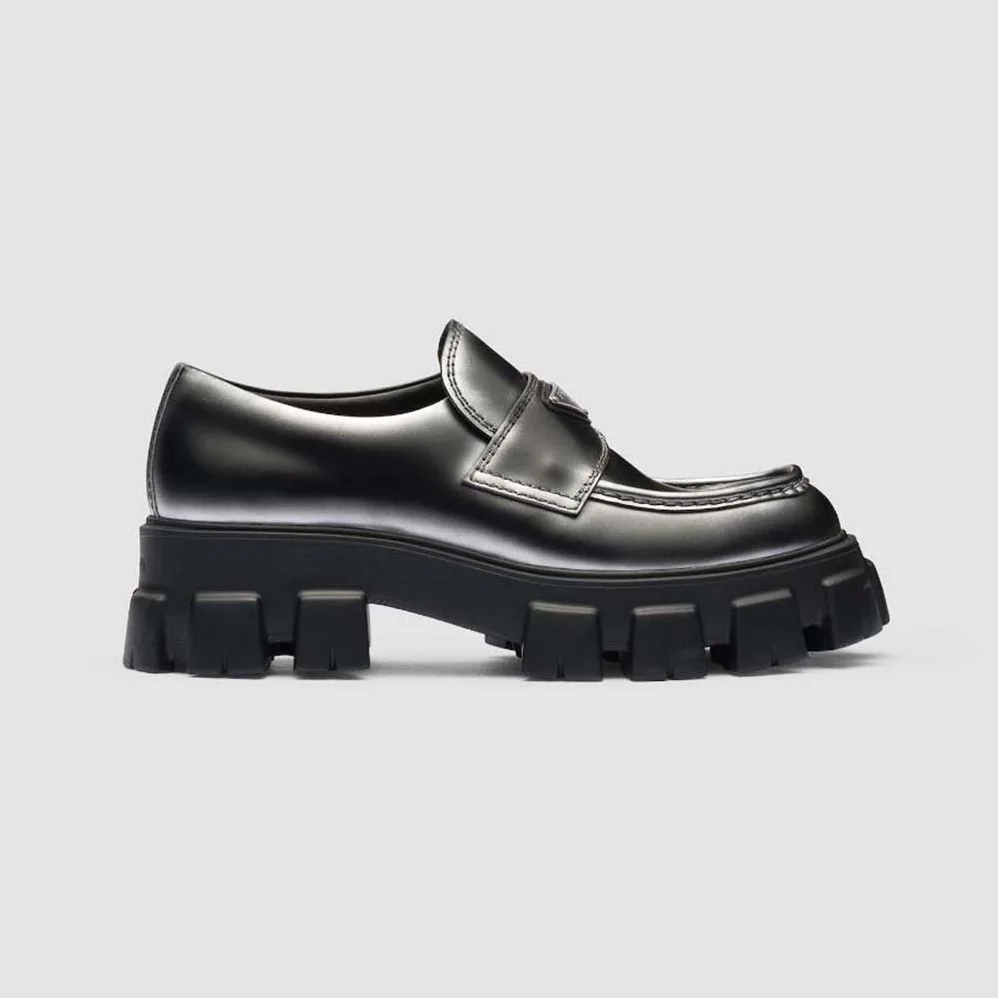 Prada Monolith Nuanced Brushed Leather Loafers for Men Prada Monolith Nuanced Brushed Leather Loafers for Men
