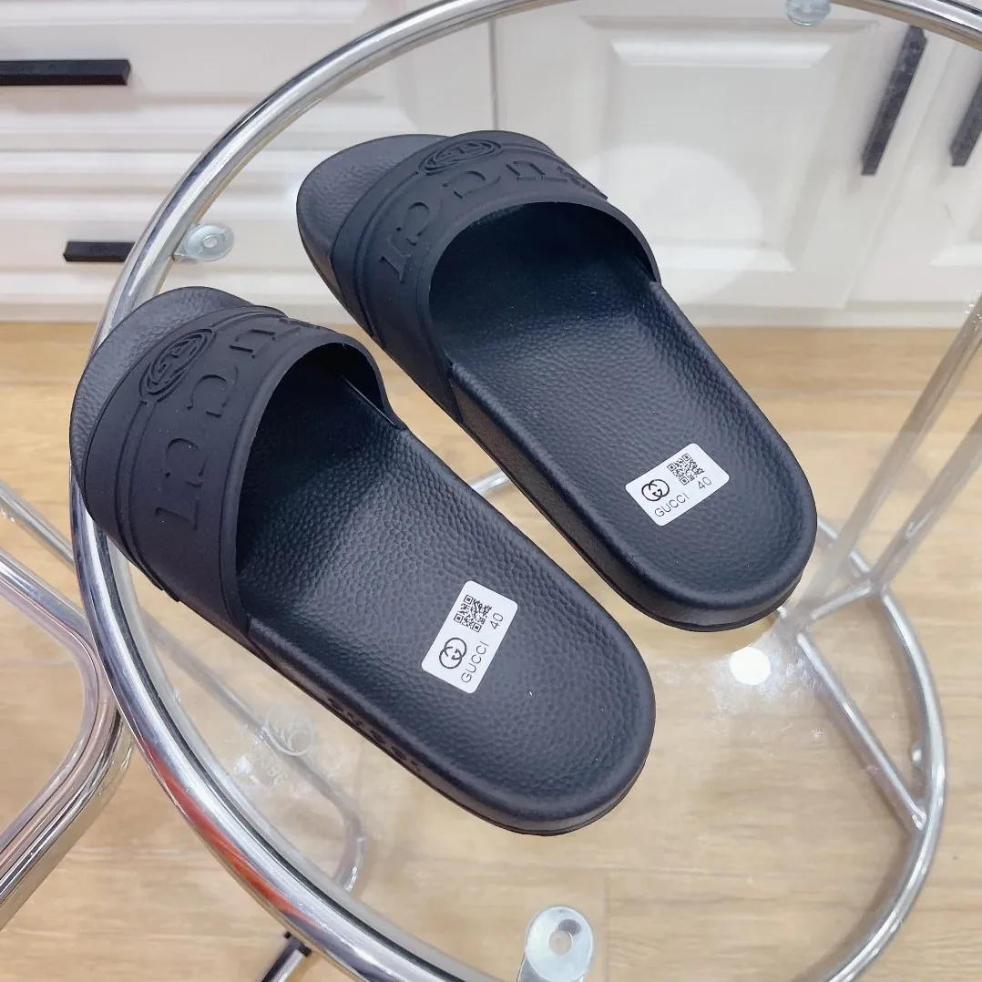 Gucci Logo Rubber Slide Black for Men Gucci Logo Rubber Slide Black for Men