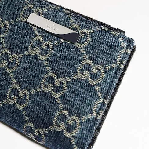 Gucci Wallet with Gucci Plaque Small in Dark Blue Palladium Hardware Gucci Wallet with Gucci Plaque Small in Dark Blue Palladium Hardware