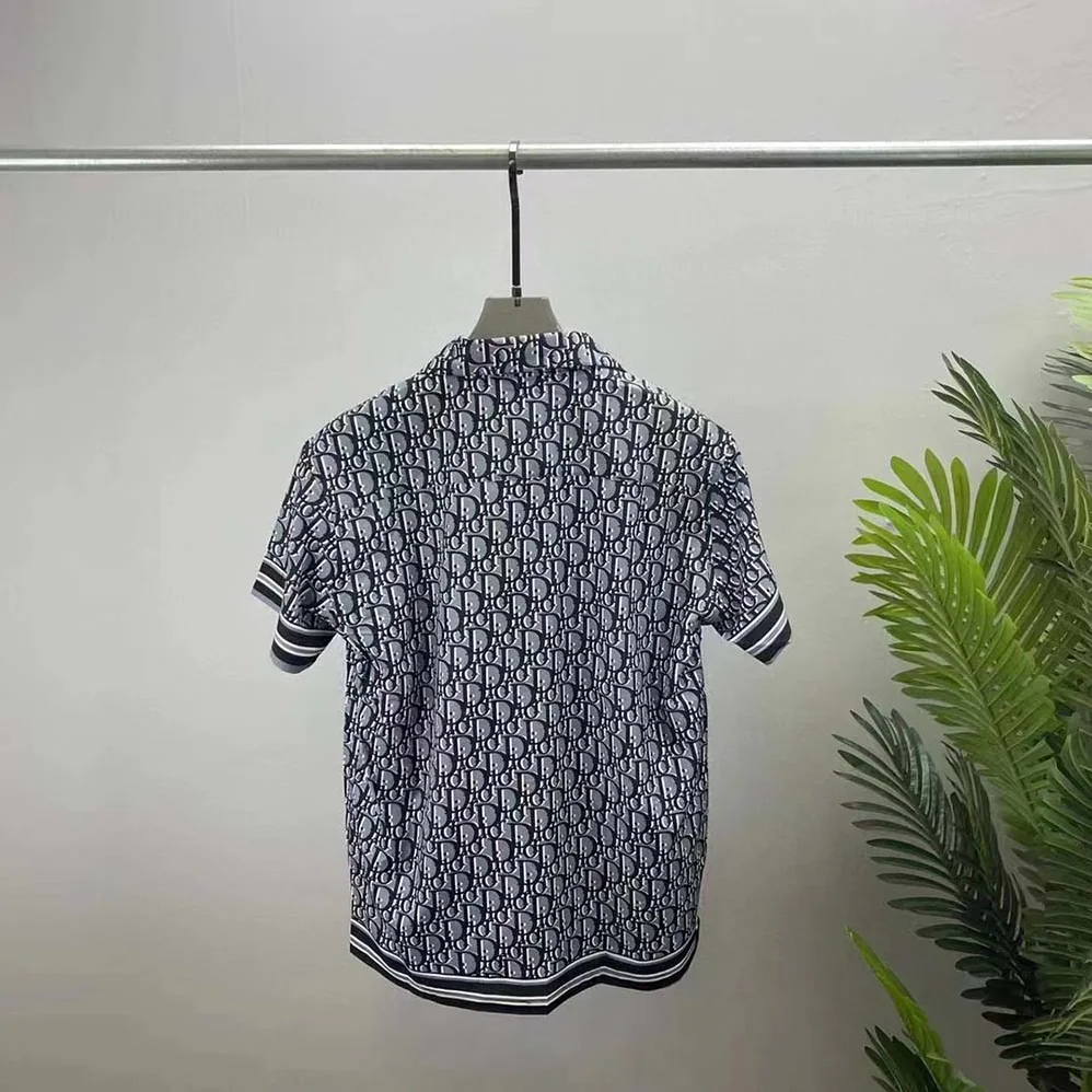 Dior Chez Moi Short-Sleeved Shirt Blue Dior Oblique Silk Twill for Men Dior Chez Moi Short-Sleeved Shirt Blue Dior Oblique Silk Twill for Men