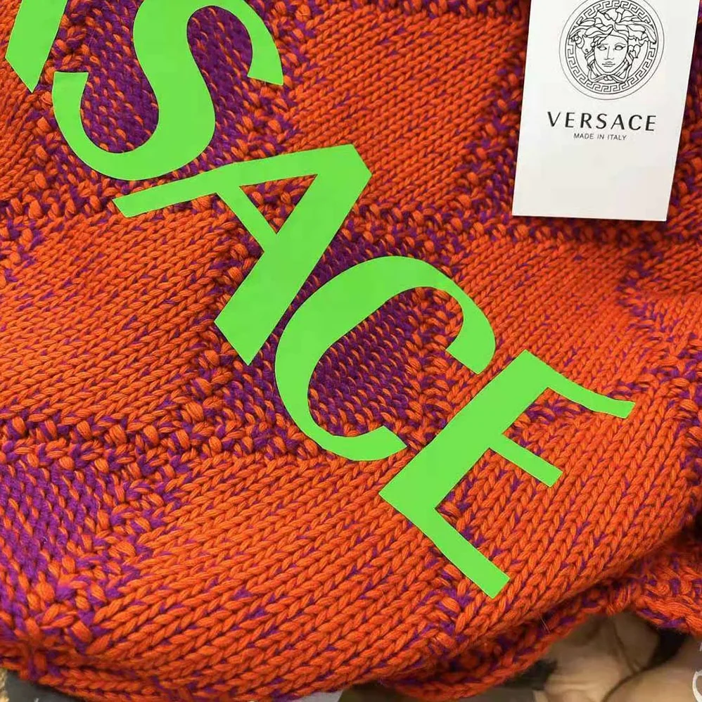 Versace Logo Argyle Wool and Alpaca Sweater for Women Versace Logo Argyle Wool and Alpaca Sweater for Women
