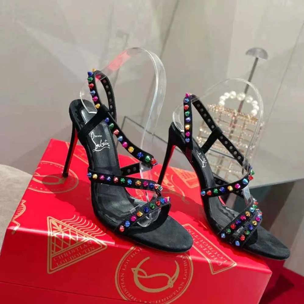 Christian Louboutin Spikita Strap 100 mm Heel Height for Women in Black Christian Louboutin Spikita Strap 100 mm Heel Height for Women in Black