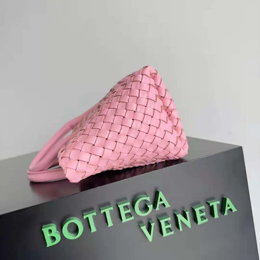 Bottega Veneta Mini Cabat Intreccio Leather Tote Bag with Detachable Strap for Women in Pink
