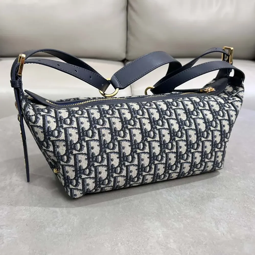 Dior Small D-Journey Bag Blue Dior Oblique Jacquard for Women